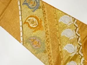 リサイクル　斜め縞に抽象草花模様織出し袋帯